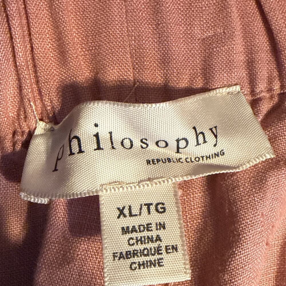 Philosophy 100% Linen Pull On Shorts Womens XL Pink Elastic Waist Casual Summer - Picture 7 of 12